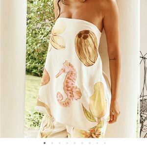 Sabo Skirt Cream Strapless Top with Pink and Yellow Print